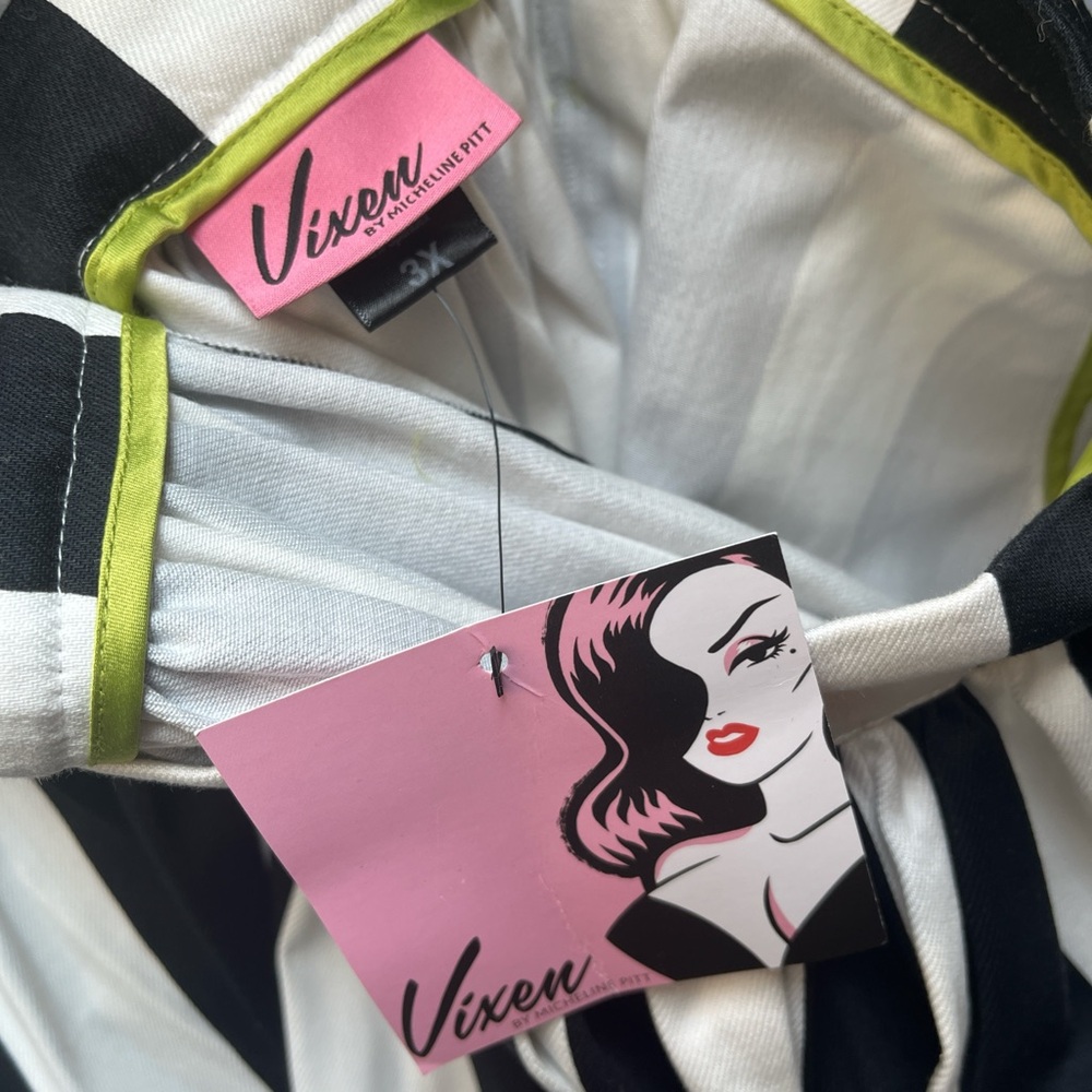 Vixen by Micheline Pitt GHOST SWING SKIRT IN BLACK & WHITE STRIPES BNWT - Picture 4 of 7